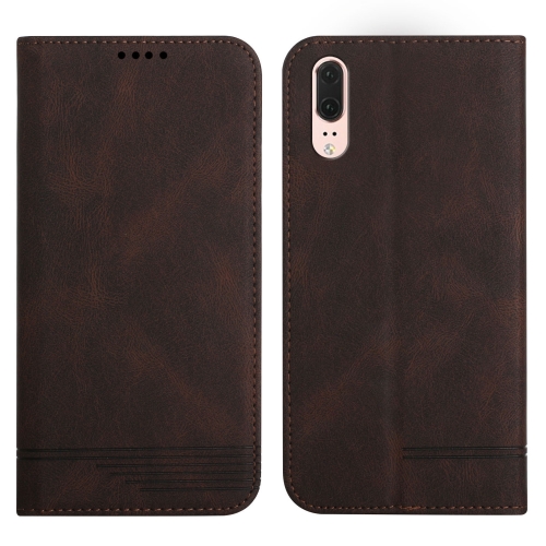 

For Huawei P20 Strong Magnetic Leather Case(Brown)