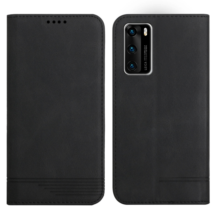 

For Huawei P40 Strong Magnetic Leather Case(Black)