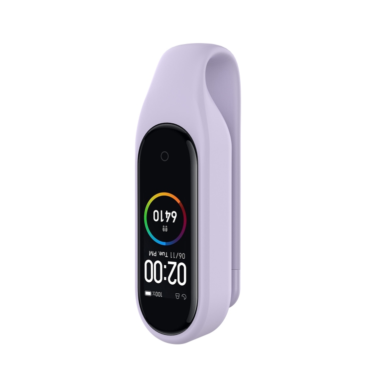 

For Xiaomi Mi Band 7 / 6 / 5 / 4 Steel Sheet Clip Silicone Watch Case(Light Purple)