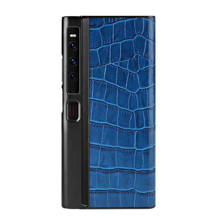 

For Huawei Mate Xs 2 Crocodile Texture Genuine Leather Phone Case(Blue)