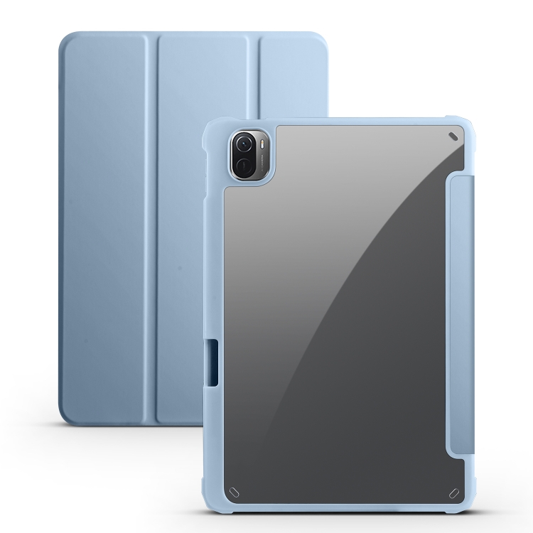 

For Xiaomi Pad 5 Acrylic 3-folding Smart Leather Tablet Case(Ice Blue)