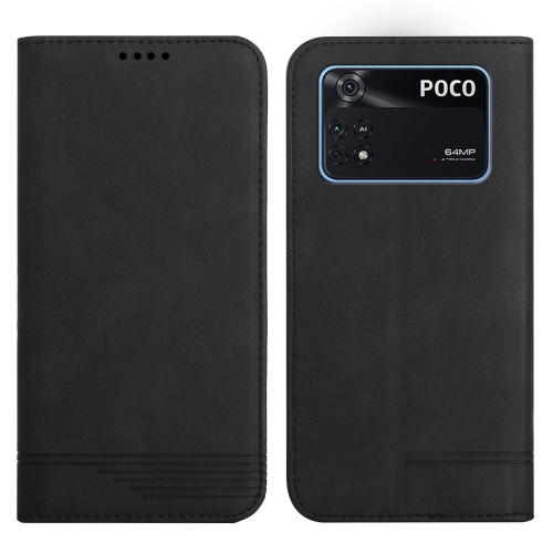 

For Xiaomi Poco M4 Pro Strong Magnetic Leather Case(Black)