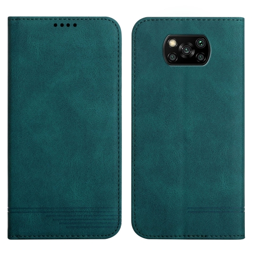 

For Xiaomi Poco X3 Strong Magnetic Leather Case(Green)