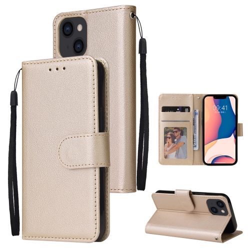 

For iPhone 14 Multifunctional Horizontal Flip Leather Case with Three Card Slot (Tyrant Gold)