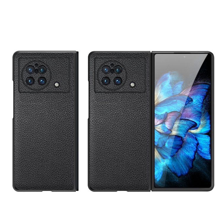 

For vivo X Fold Litchi Texture Genuine Leather Phone Case(Black)
