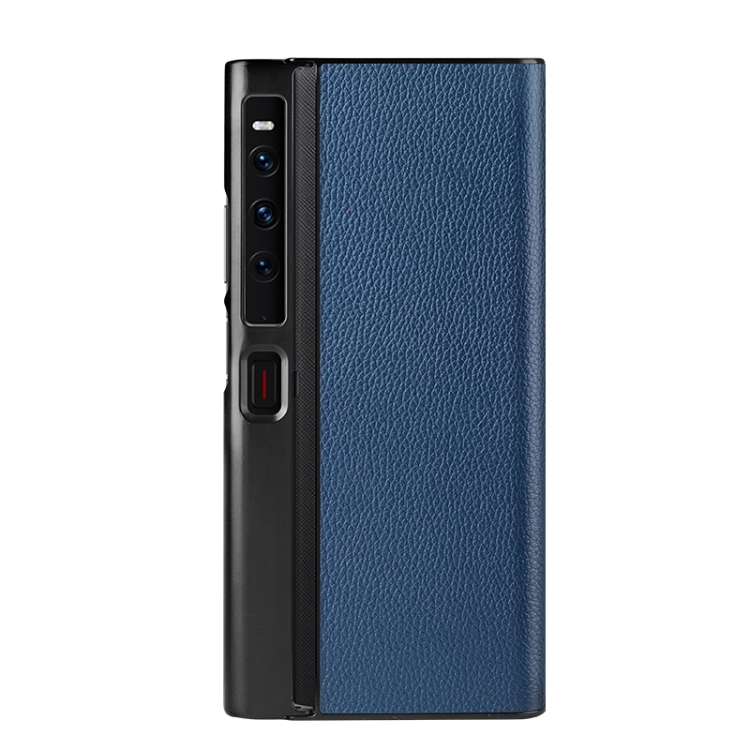

For Huawei Mate Xs 2 Litchi Texture Genuine Leather Phone Case(Blue)