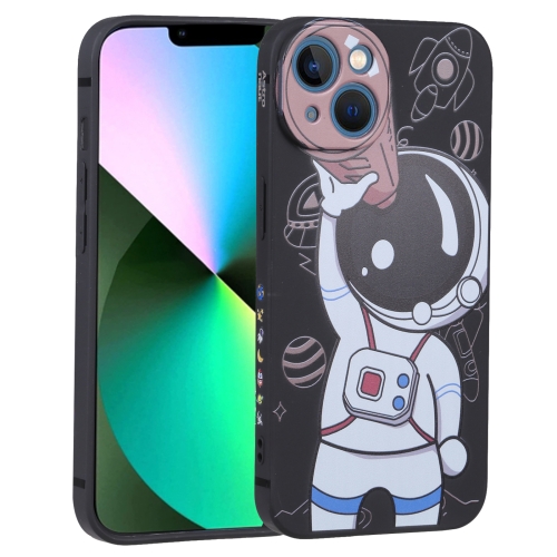 

For iPhone 14 Spaceman Binoculars Phone Case (Black and Brown)