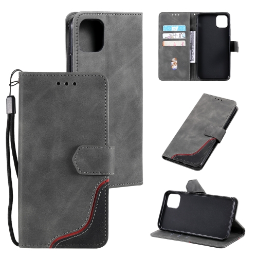 

Three-color Stitching Leather Case For iPhone 14 Max(Grey)