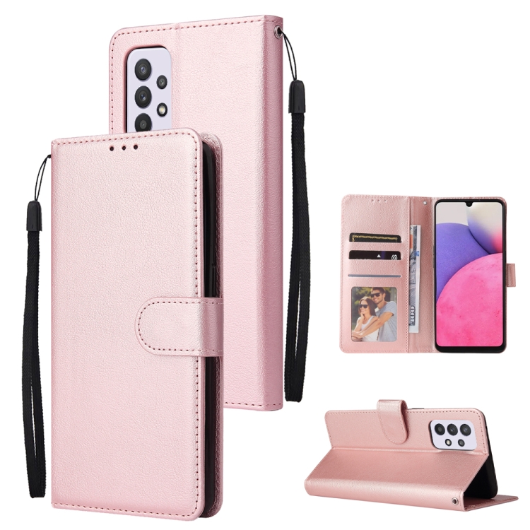 

For Samsung Galaxy A33 5G 3 Card Slots Multifunctional Leather Phone Case(Rose Gold)