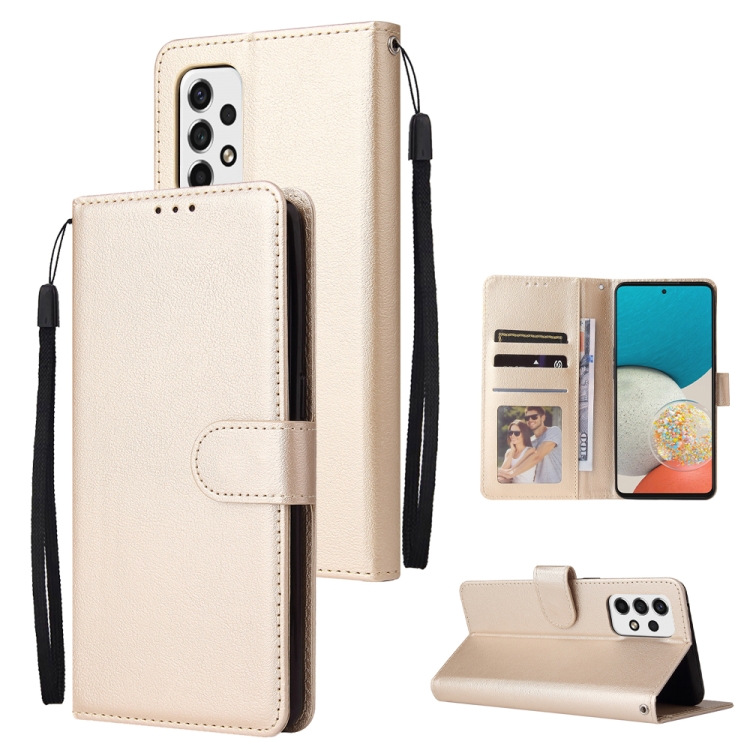 

For Samsung Galaxy A53 5G 3 Card Slots Multifunctional Leather Phone Case(Gold)