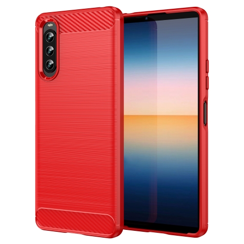 

For Sony Xperia 10 IV Brushed Texture Carbon Fiber TPU Phone Case(Red)