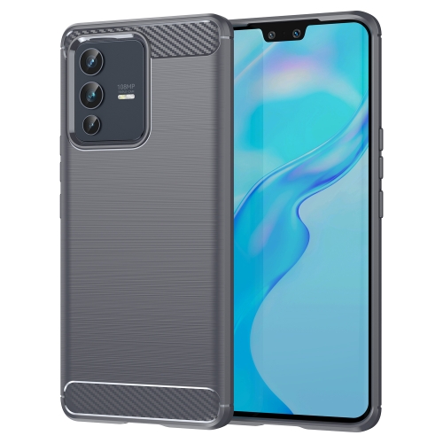 

For vivo V23 Pro Brushed Texture Carbon Fiber TPU Phone Case(Grey)