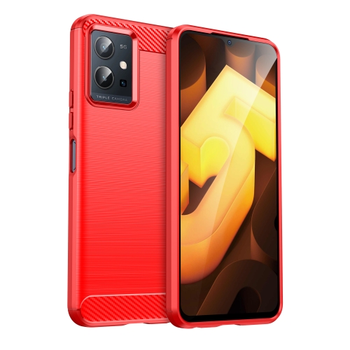 

For vivo Y75 5G Brushed Texture Carbon Fiber TPU Phone Case(Red)