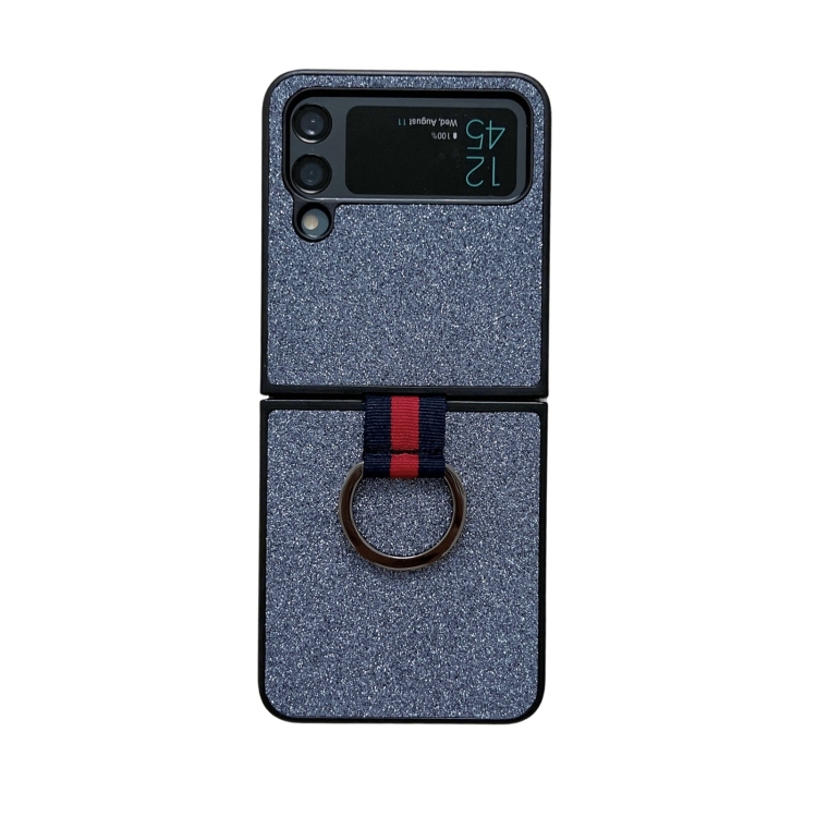 

For Samsung Galaxy Z Flip4 Glitter Powder PU Phone Case With Ring(Black)