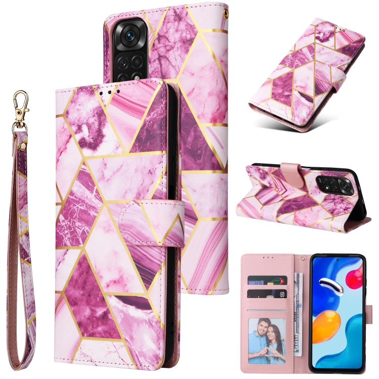 

For Xiaomi Redmi Note 11S Marble Bronzing Stitching Horizontal Flip PU Leather Case(Purple)