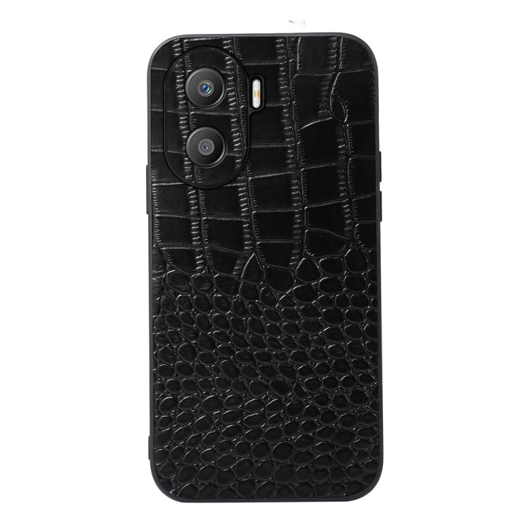 

For Honor X40i Crocodile Texture Genuine Leather Phone Case(Black)