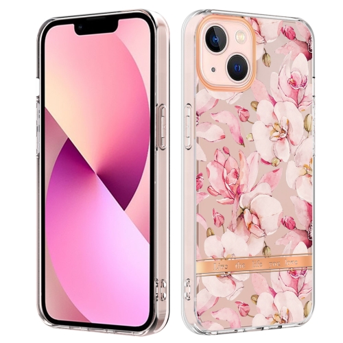 

For iPhone 14 Flowers and Plants Series IMD TPU Phone Case (Pink Gardenia)