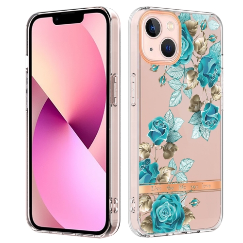 

For iPhone 14 Plus Flowers and Plants Series IMD TPU Phone Case (Blue Rose)