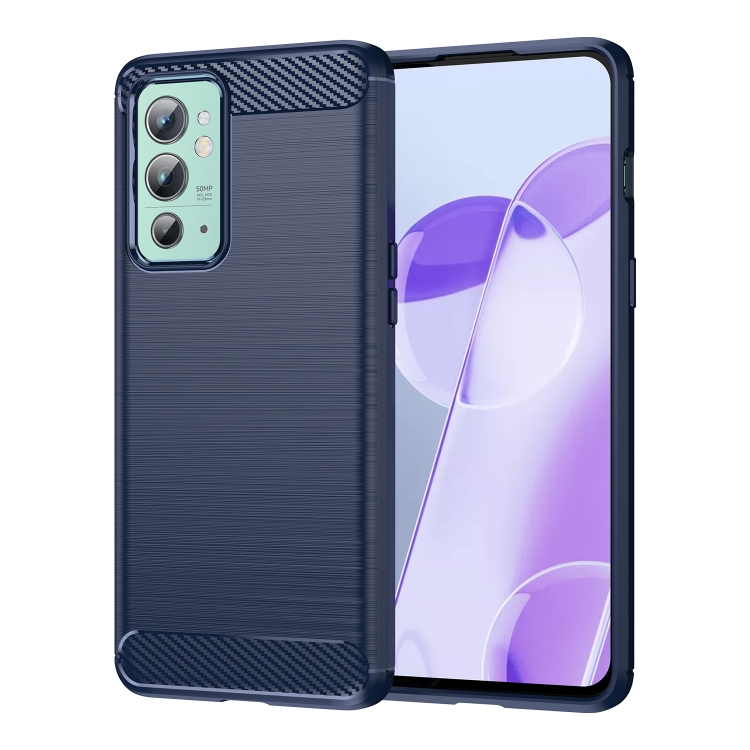 

For OnePlus 9RT 5G Brushed Texture Carbon Fiber TPU Phone Case(Blue)