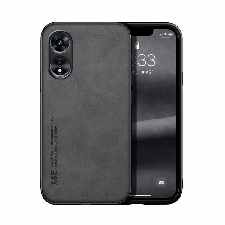 

For OPPO A97 5G Skin Feel Magnetic Leather Phone Case(Dark Grey)