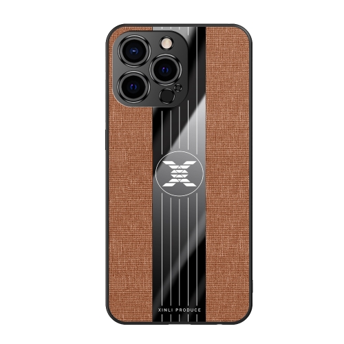 

XINLI Stitching Cloth Texture TPU Phone Case For iPhone 13 Pro(Brown)