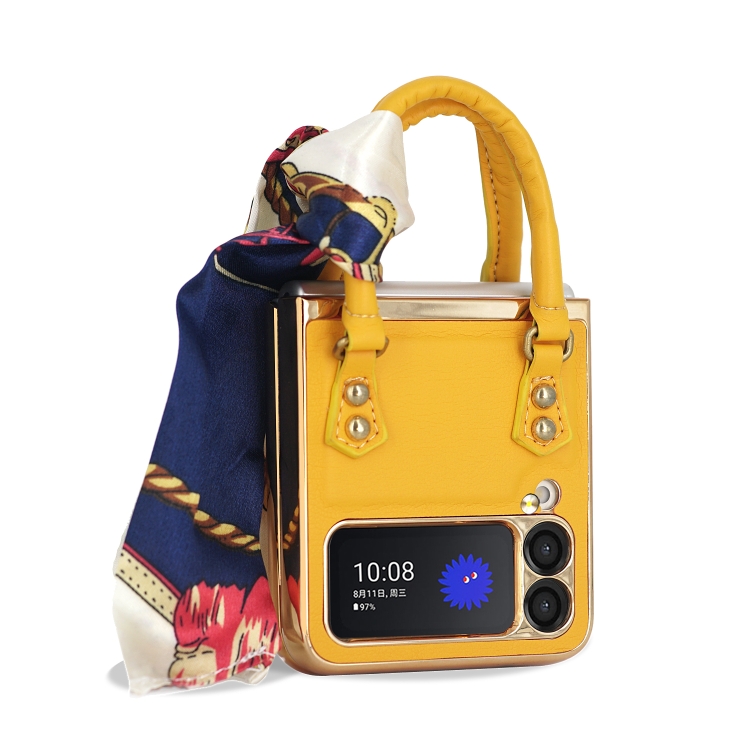 

For Samsung Galaxy Z Flip3 5G Handbag Design Leather + PC Phone Case(Yellow)