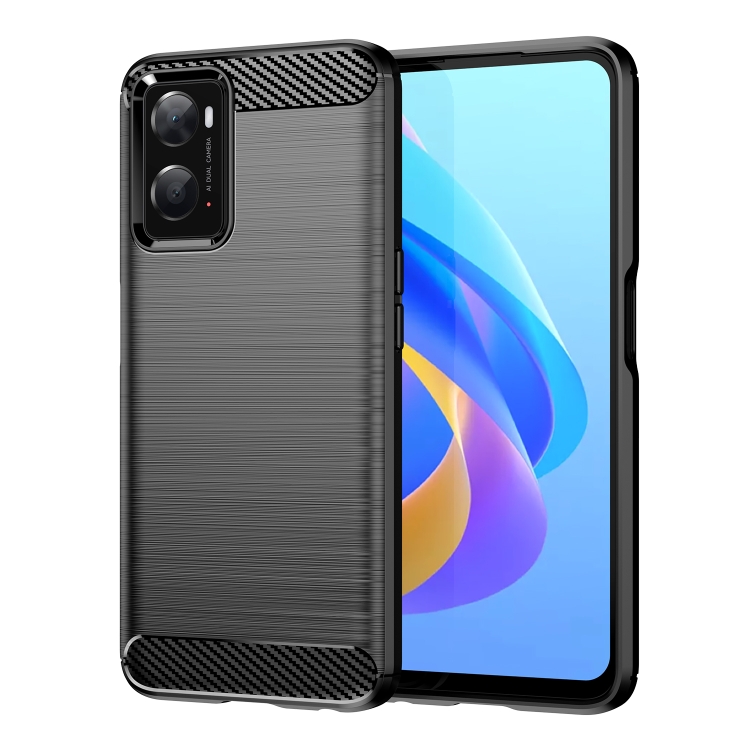 

For OPPO K10 Brushed Texture Carbon Fiber TPU Phone Case(Black)