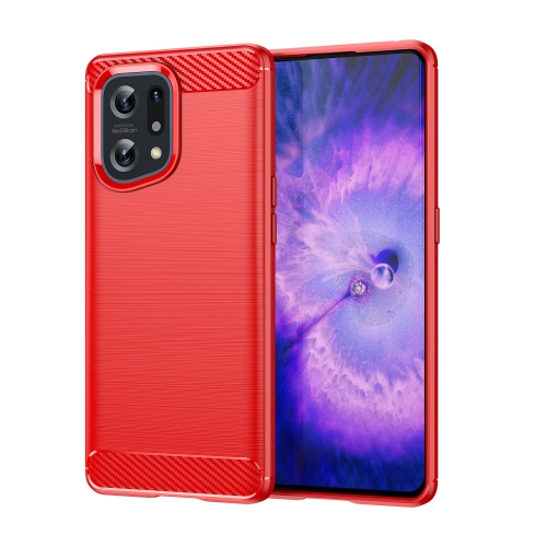 

For OPPO Find X5 Brushed Texture Carbon Fiber TPU Phone Case(Red)