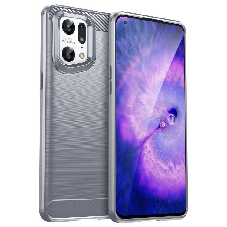 

For OPPO Find X5 Pro Brushed Texture Carbon Fiber TPU Phone Case(Grey)