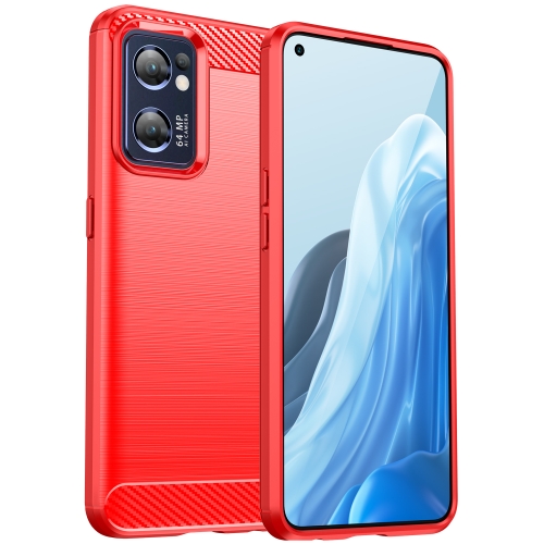 

For OPPO Find X5 Lite Brushed Texture Carbon Fiber TPU Phone Case(Red)