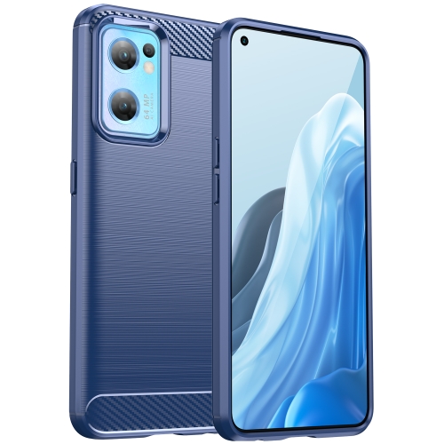 

For OPPO Find X5 Lite Brushed Texture Carbon Fiber TPU Phone Case(Blue)