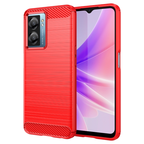 

For OPPO A77 5G Brushed Texture Carbon Fiber TPU Phone Case(Red)