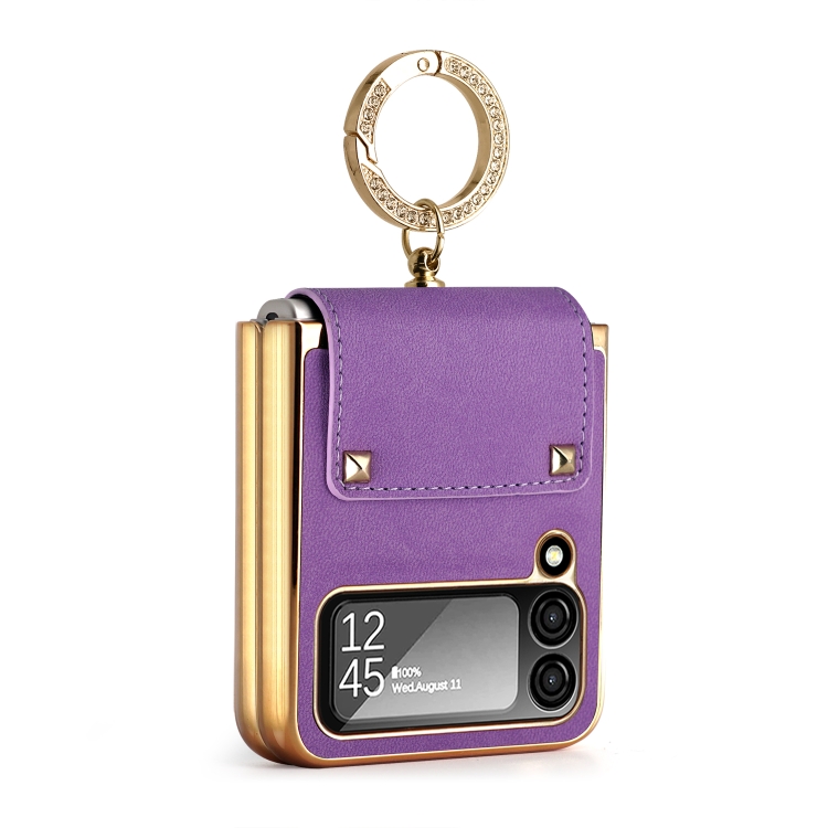 

For Samsung Galaxy Z Flip4 5G Colorful Leather + PC Phone Case with Ring(Purple)