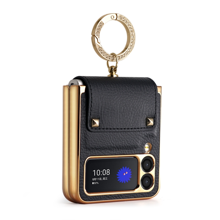 

For Samsung Galaxy Z Flip3 5G Colorful Leather + PC Phone Case with Ring(Black)