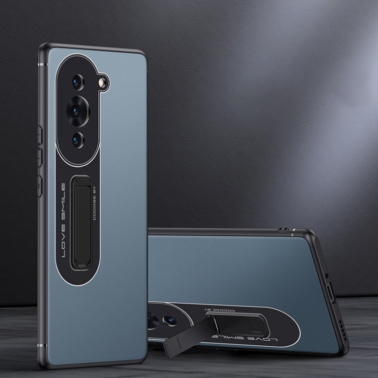 

For Huawei nova 10 Frosted Holder Phone Case(Sea Blue Grey)