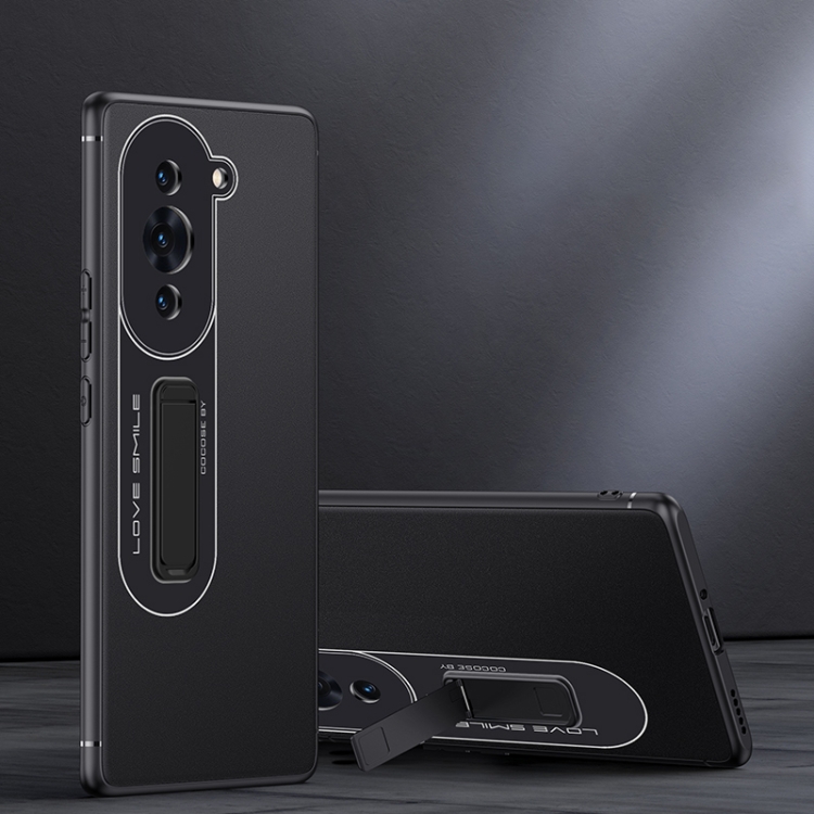 

For Huawei nova 10 Pro Frosted Holder Phone Case(Matte Black)