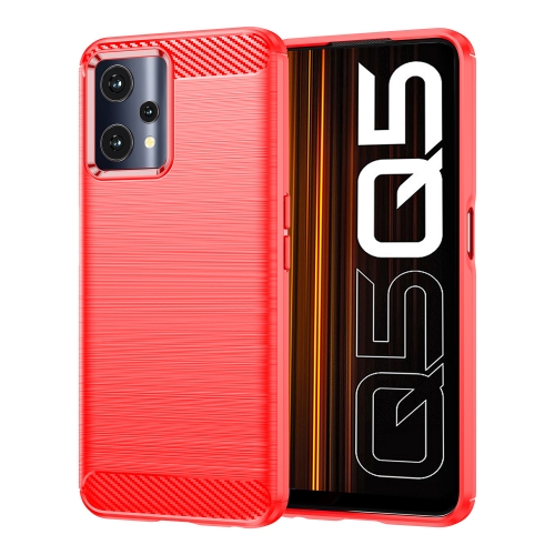 

For Realme Q5 Brushed Texture Carbon Fiber TPU Phone Case(Red)