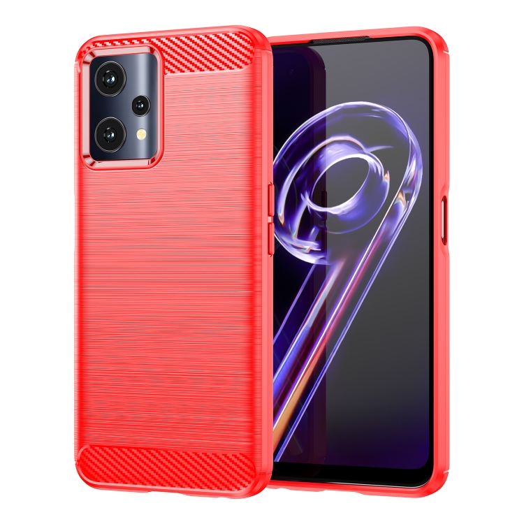 

For Realme 9 5G Brushed Texture Carbon Fiber TPU Phone Case(Red)
