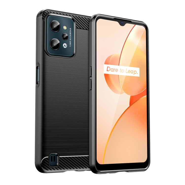 

For Realme C31 Brushed Texture Carbon Fiber TPU Phone Case(Black)