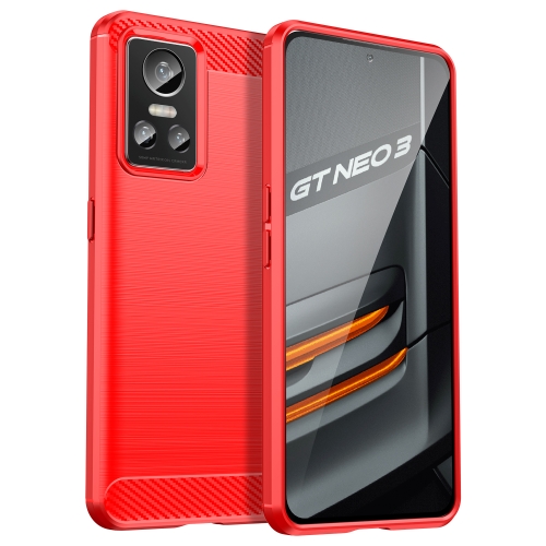 

For Realme GT Neo3 Brushed Texture Carbon Fiber TPU Phone Case(Red)