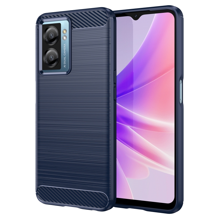 

For Realme Narzo 50 5G Brushed Texture Carbon Fiber TPU Phone Case(Blue)