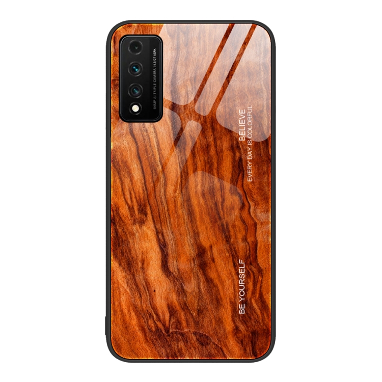 

For Huawei Nzone S7 Pro 5G Wood Grain Glass Protective Case(Light Brown)