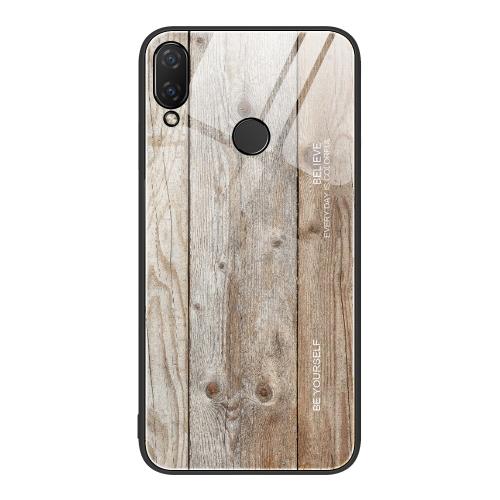 

For Huawei nova 3i Wood Grain Glass Protective Case(Grey)