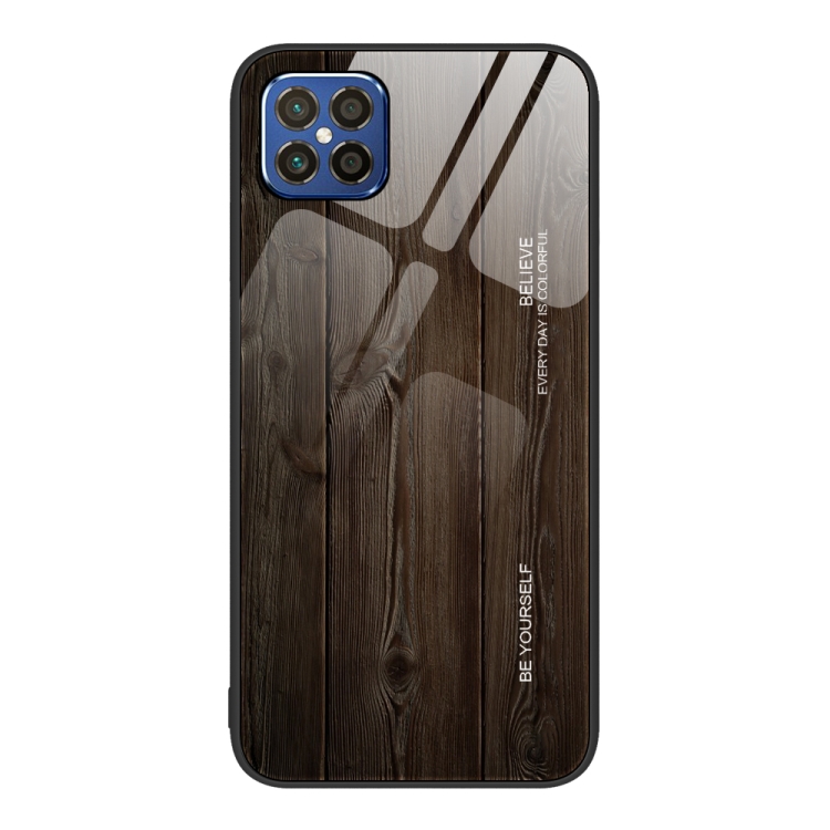 

For Huawei nova 8 SE Wood Grain Glass Protective Case(Black)