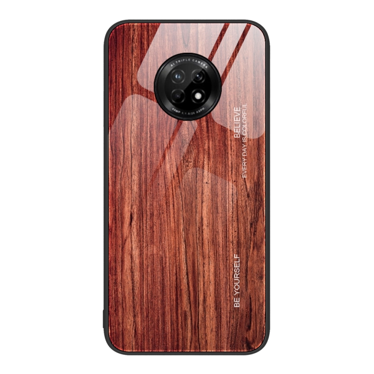 

For Huawei Enjoy 20 Plus 5G Wood Grain Glass Protective Case(Coffee)