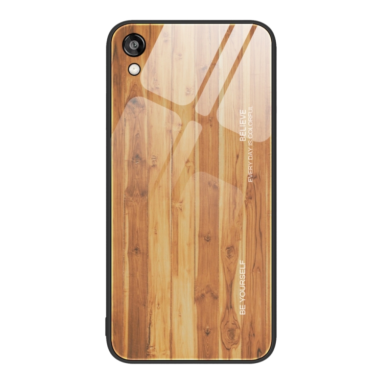 

For Honor Play 3e Wood Grain Glass Protective Case(Yellow)