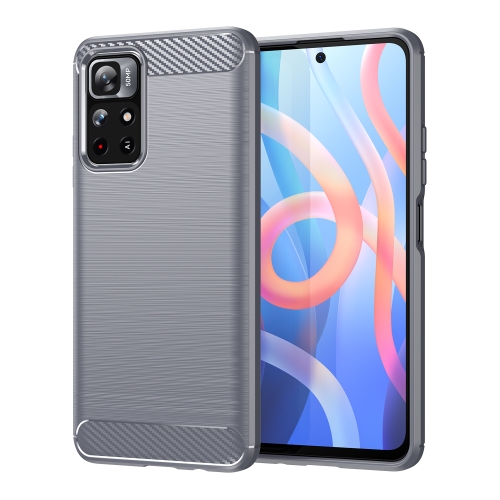 

For Xiaomi Poco M4 Pro 5G Brushed Texture Carbon Fiber TPU Phone Case(Grey)