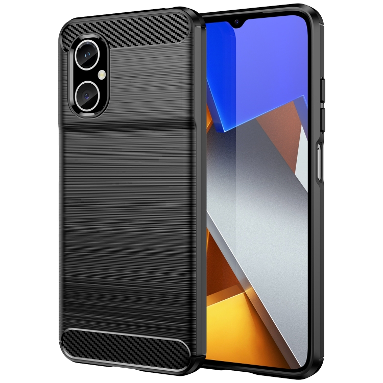 

For Xiaomi Poco M4 5G Brushed Texture Carbon Fiber TPU Phone Case(Black)