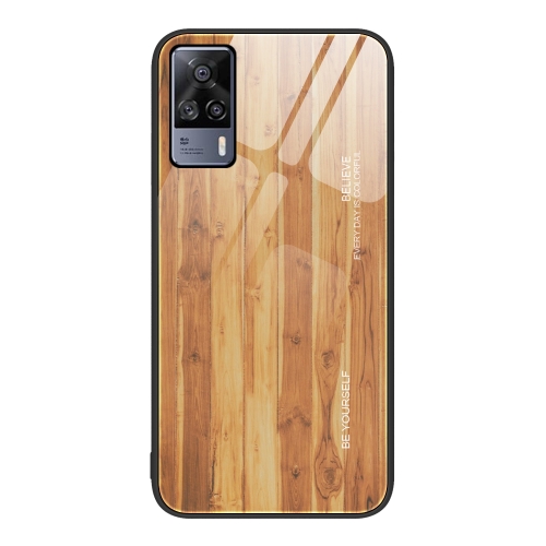 

For vivo S9e Wood Grain Glass Protective Case(Yellow)