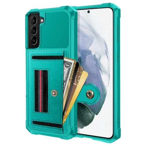 

For Samsung Galaxy S22 5G ZM06 Card Bag TPU + Leather Phone Case(Cyan)